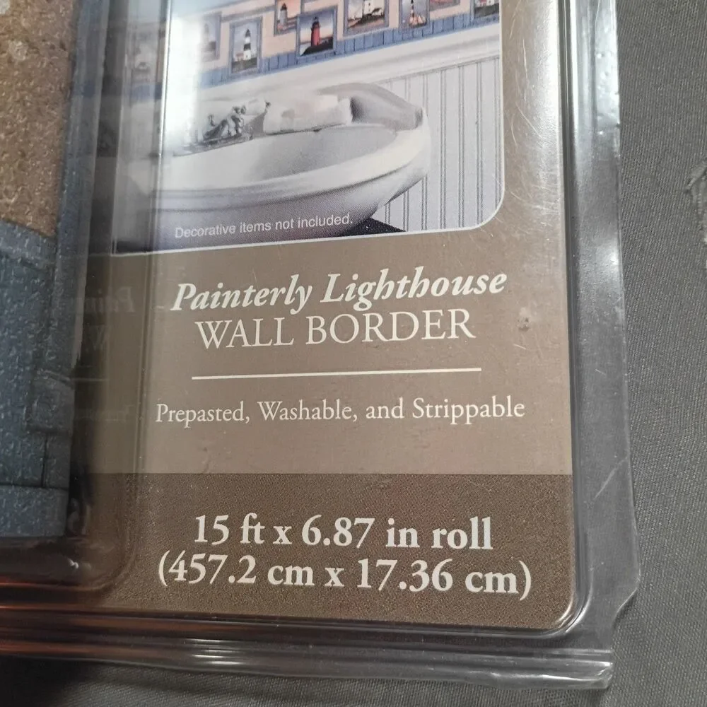 Painterly Lighthouse Wall Border 15 Ft x 6.87 In Prepasted Washable Strippable